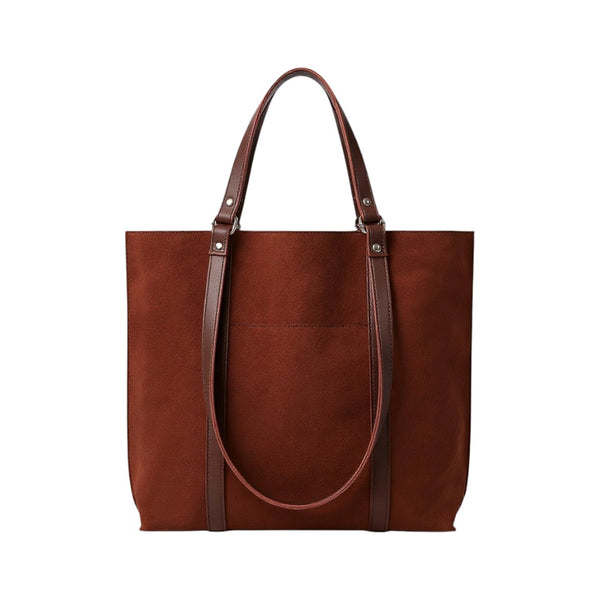 Modire Dark brown Suede Double Handle Tote Bag